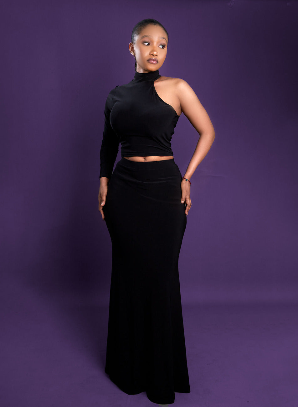 Elegant Black One-Shoulder Maxi Dress | Macy's Women's Black Dresses US 16 / #09070c Elegant Black One-Shoulder Maxi Dress | Macy's Women's Black Dresses US 16 / #09070c